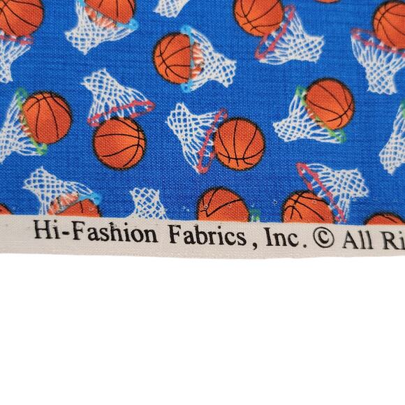 Basketball Fabric 30x44 Hi-Fashion Cotton Sports Balls Hoops Blue Quilting Craft - Picture 4 of 11
